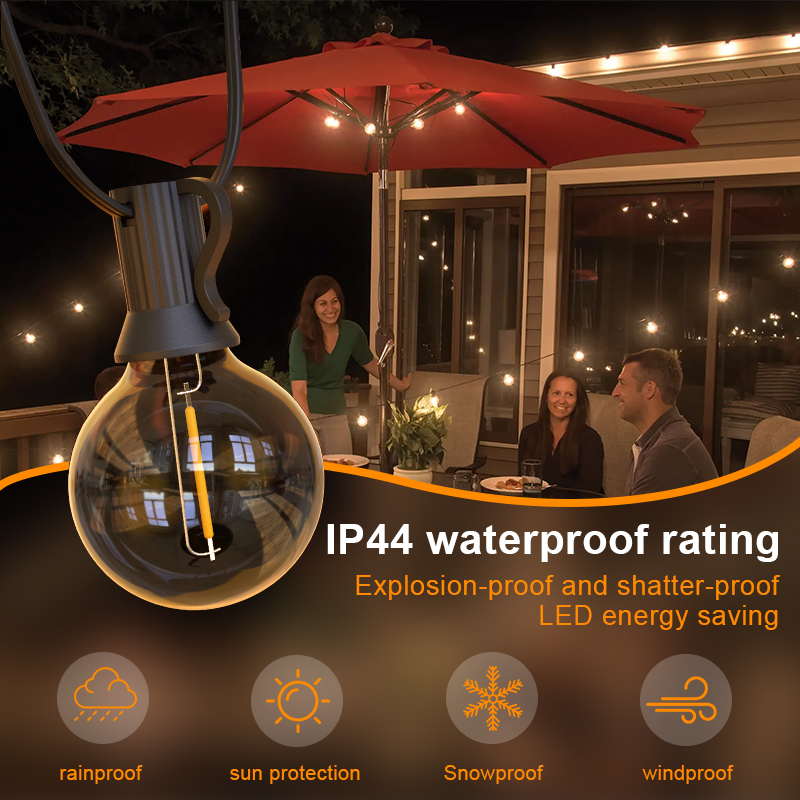 HCP093  G40太阳能暖白灯串